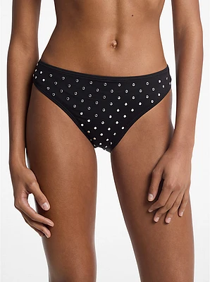 Studded Stretch Nylon Bikini Bottom