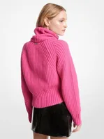 Ribbed Merino Wool Blend Convertible Sweater