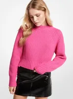 Ribbed Merino Wool Blend Convertible Sweater