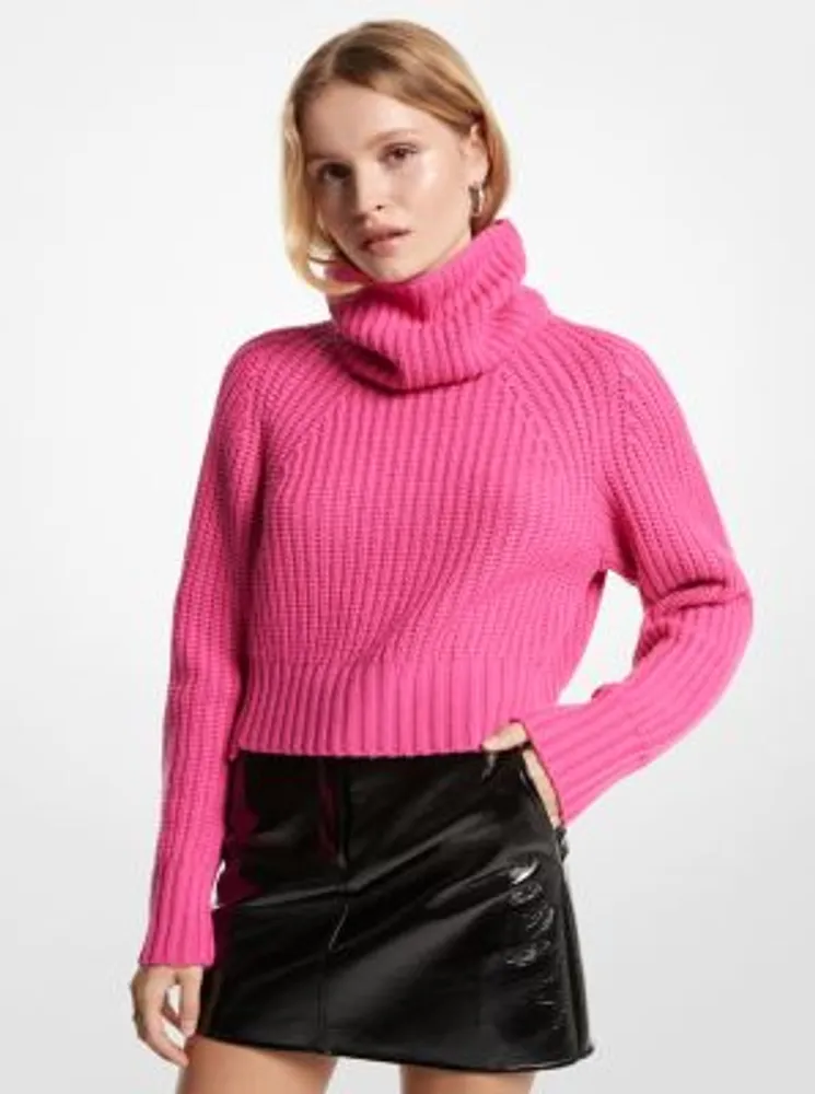 Ribbed Merino Wool Blend Convertible Sweater