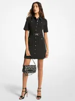 Stretch Crepe Belted Utility Dress