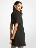 Stretch Crepe Belted Utility Dress