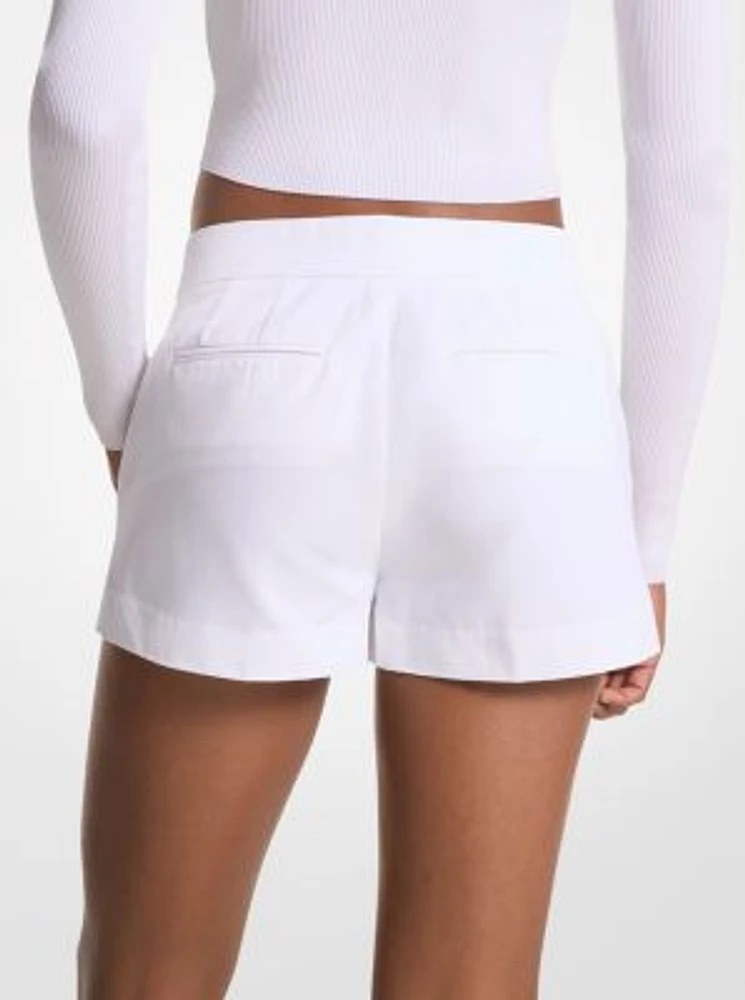 Cotton Blend Twill Shorts