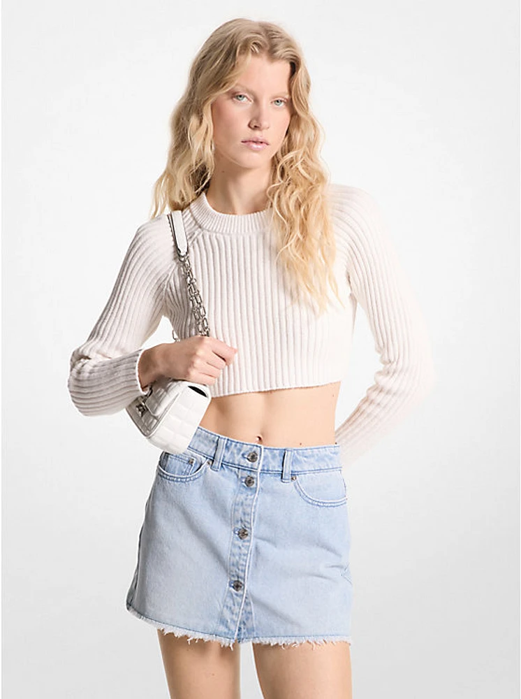 Frayed Denim Mini Skirt