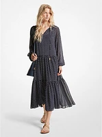 Polka Dot Georgette Tiered Midi Dress