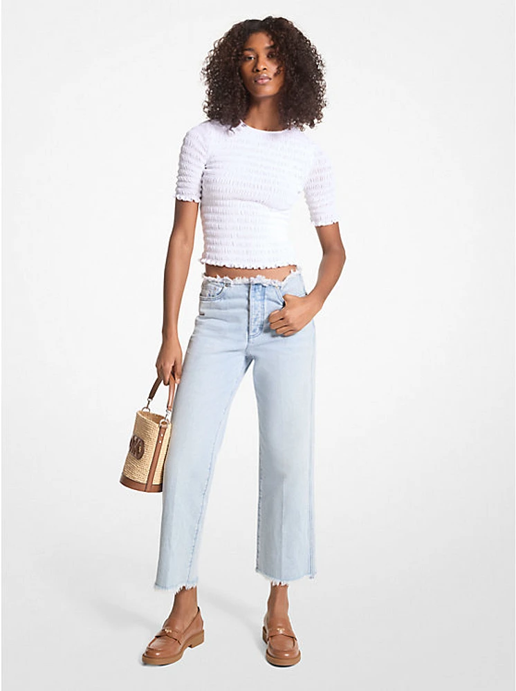 Frayed Denim Cropped Jeans