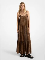 Cheetah Print Georgette Tiered Maxi Dress