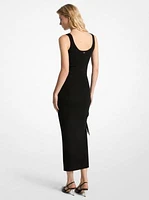 Stretch Wool Blend Ruched Tank Dress