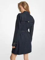 Stretch Denim Belted Trench Coat