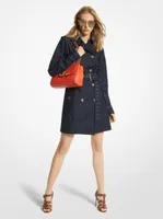 Stretch Denim Belted Trench Coat