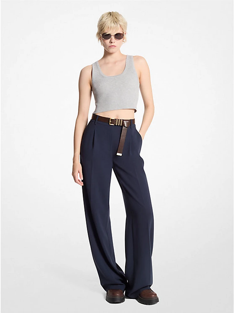 Crepe Wide-Leg Pants