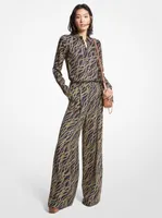 Status Print Georgette Wide-Leg Pants