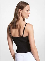 Ribbed Stretch Viscose Cropped Tank Top