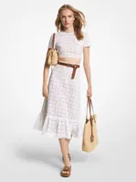 Cotton Eyelet Midi Skirt