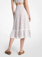 Cotton Eyelet Midi Skirt