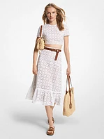 Cotton Eyelet Midi Skirt