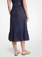 Cotton Eyelet Midi Skirt