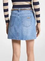 Denim Belted Mini Skirt