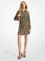 Status Print Georgette Mini Shirtdress