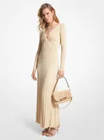 Metallic Stretch Knit Ring Maxi Dress