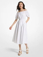 Stretch Organic Cotton Poplin Off-The-Shoulder Dress