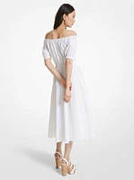 Stretch Organic Cotton Poplin Off-The-Shoulder Dress