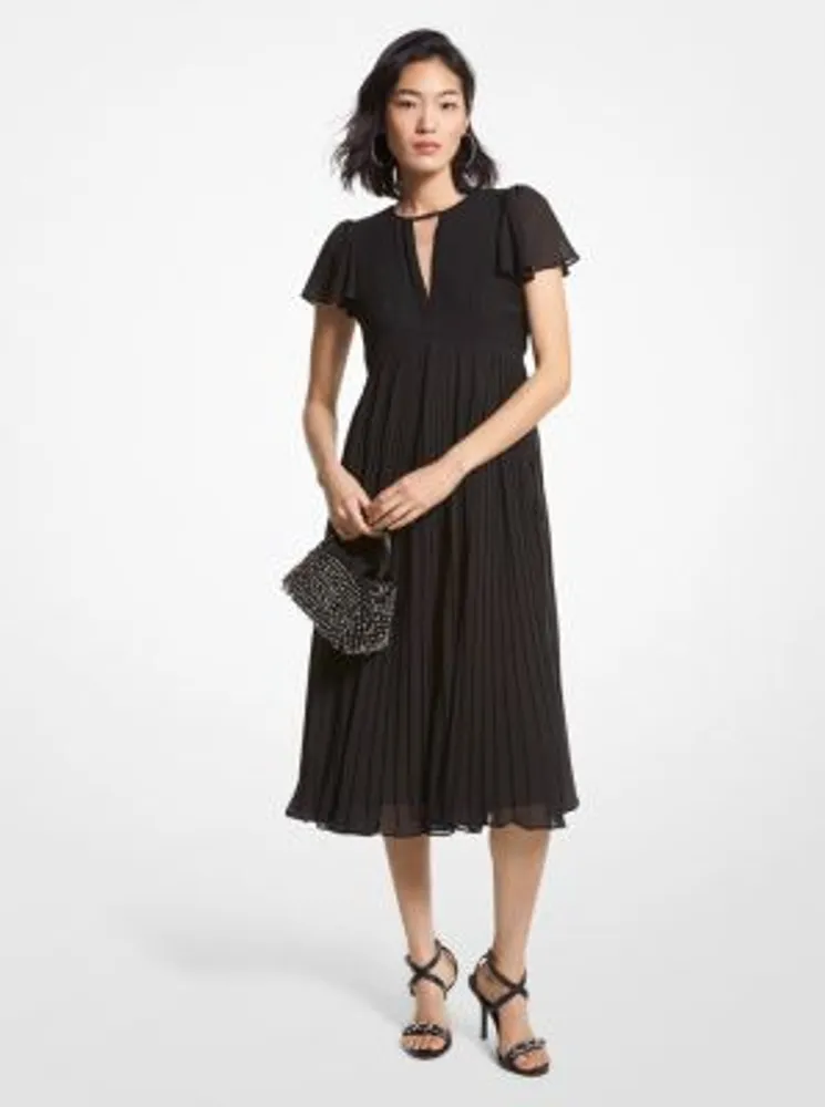 Pleated Georgette Midi Dress