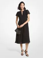 Pleated Georgette Midi Dress