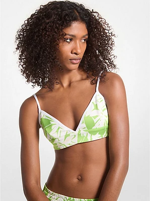 Palm Print Satin Bra Top