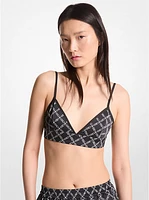 Empire Logo Print Satin Bra Top