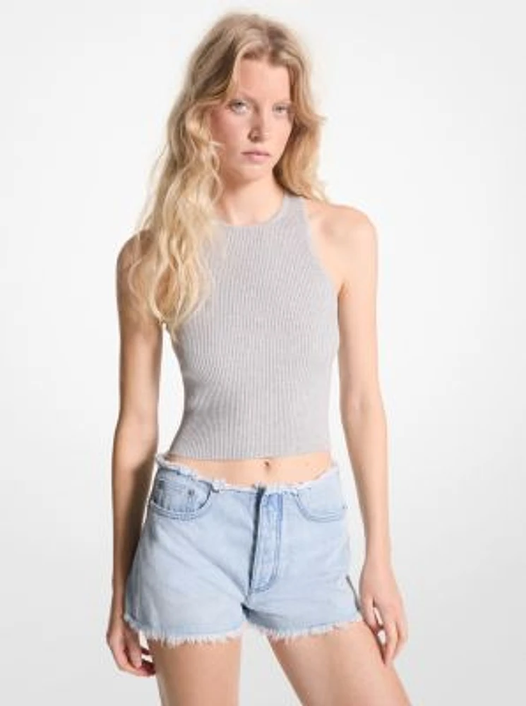 Ribbed Stretch Knit Cropped Tank Top