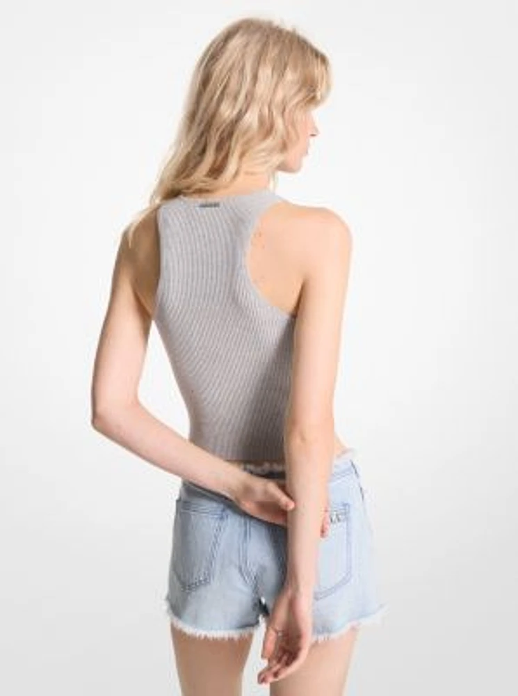 Ribbed Stretch Knit Cropped Tank Top