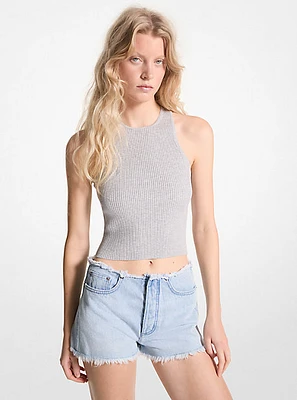 Ribbed Stretch Knit Cropped Tank Top