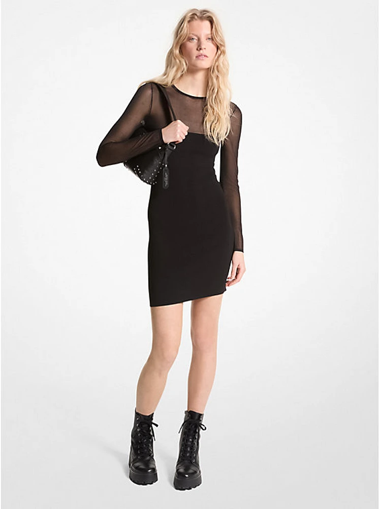 Sheer Viscose Blend Mini Dress