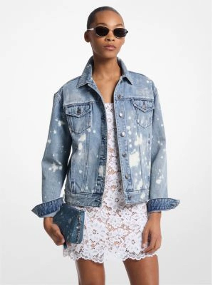 Hand-Splattered Denim Trucker Jacket