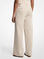 Linen and Cotton Twill Wide Leg Pants