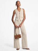 Linen and Cotton Twill Wide Leg Pants