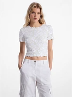 Floral Embellished Scuba Top