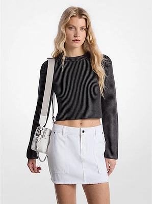 Garment-Dyed Ribbed Cotton Cropped Sweater