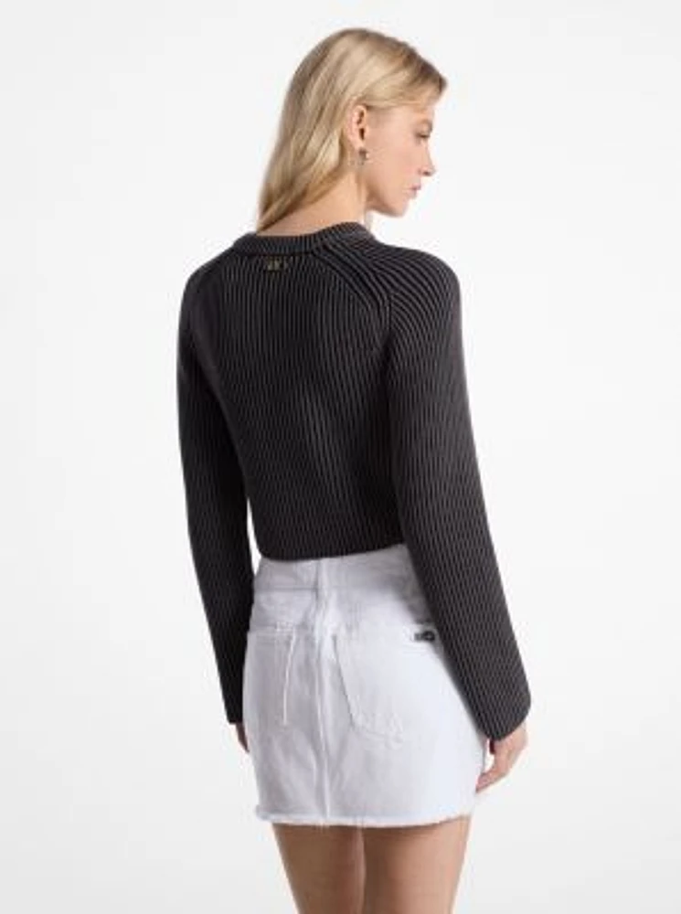 Garment-Dyed Ribbed Cotton Cropped Sweater