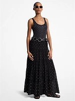 Studded Georgette Tiered Maxi Skirt