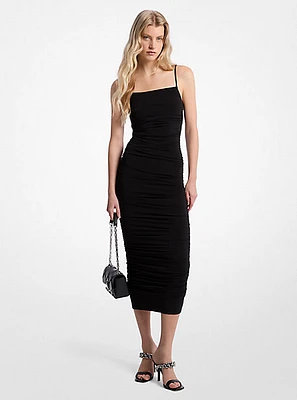 Ruched Stretch Matte Jersey Dress