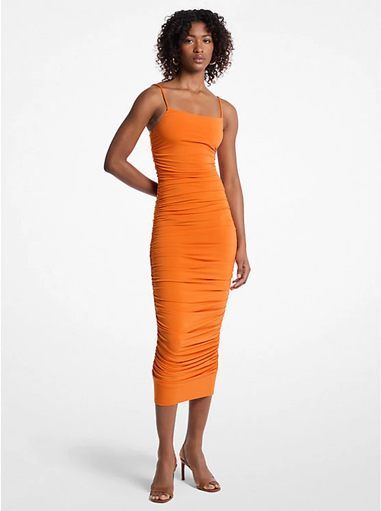 Ruched Stretch Matte Jersey Dress