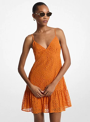 Corded Floral Lace Mini Slip Dress