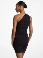 Ruched Stretch Matte Jersey One Shoulder Dress