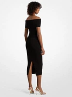 Stretch Knit Over-The-Shoulder Dress