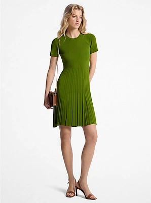 Ribbed Knit Short-Sleeve Dress