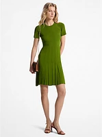 Ribbed Knit Short-Sleeve Dress