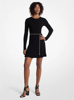 Stretch Knit Belted Dress