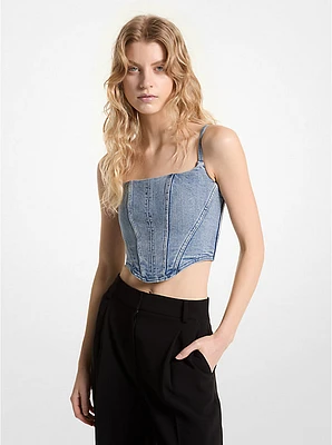 Stretch Denim Bustier Top